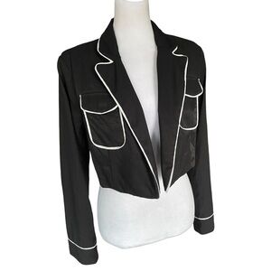 DO+BE Black and White Cropped Blazer Size Medium